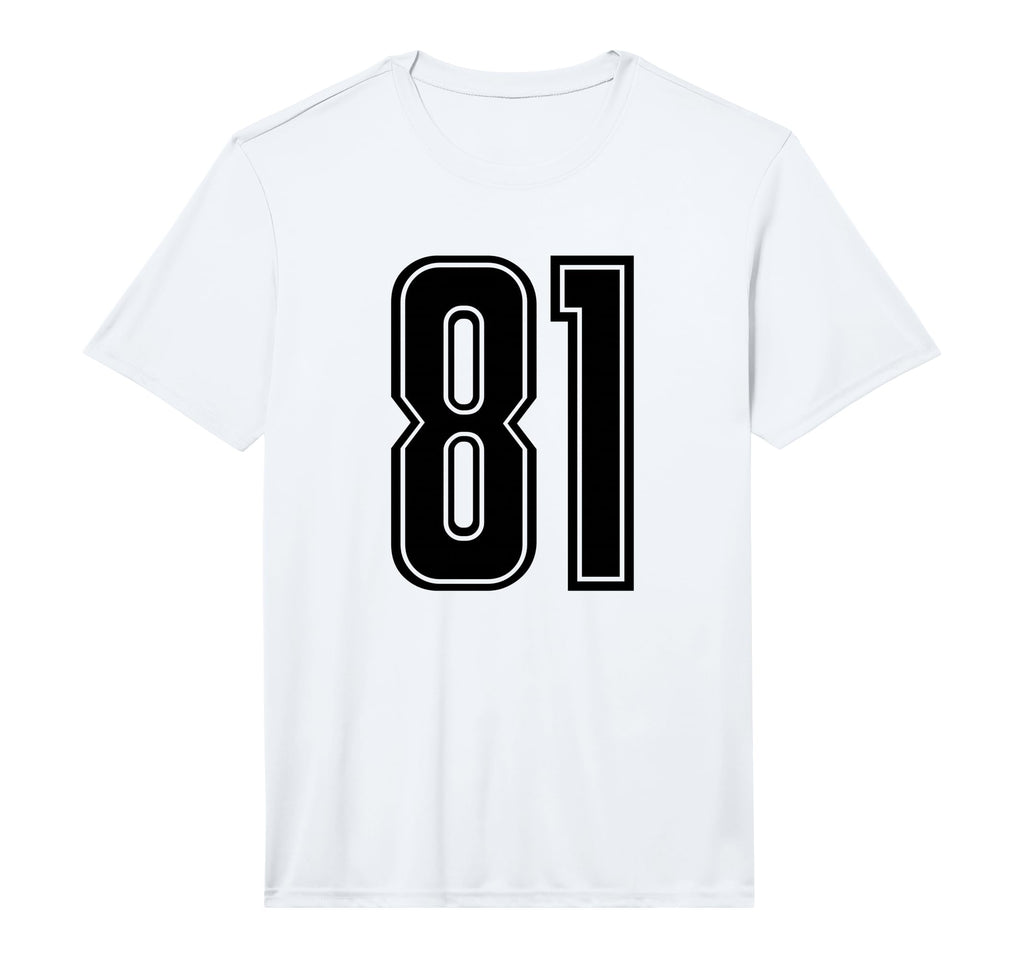 Number 81 Black Sports Team Varsity T-Shirt - Fun Novelty Design Men Women
