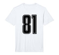 Number 81 Black Sports Team Varsity T-Shirt - Fun Novelty Design Men Women