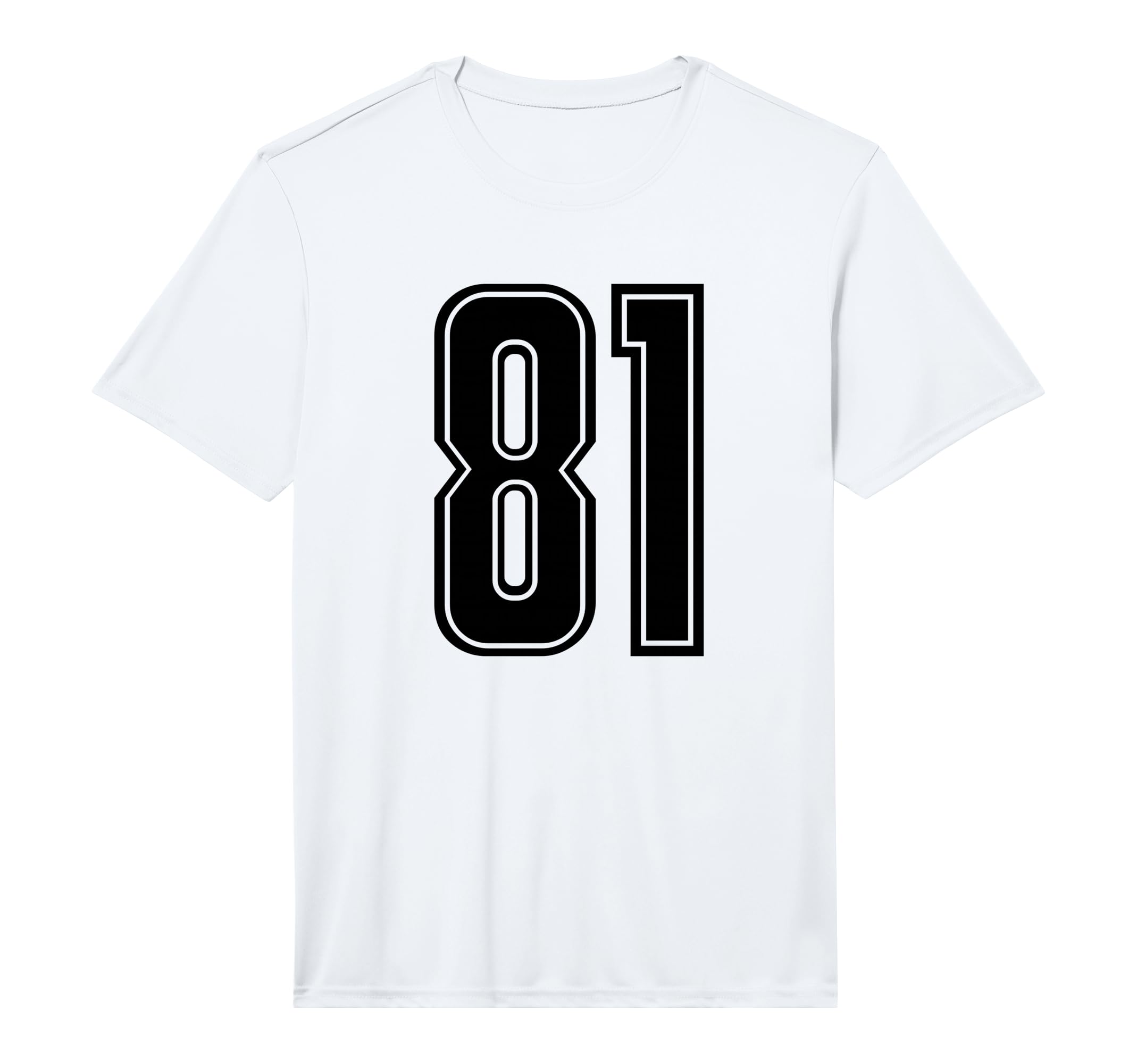 Number 81 Black Sports Team Varsity T-Shirt - Fun Novelty Design Men Women
