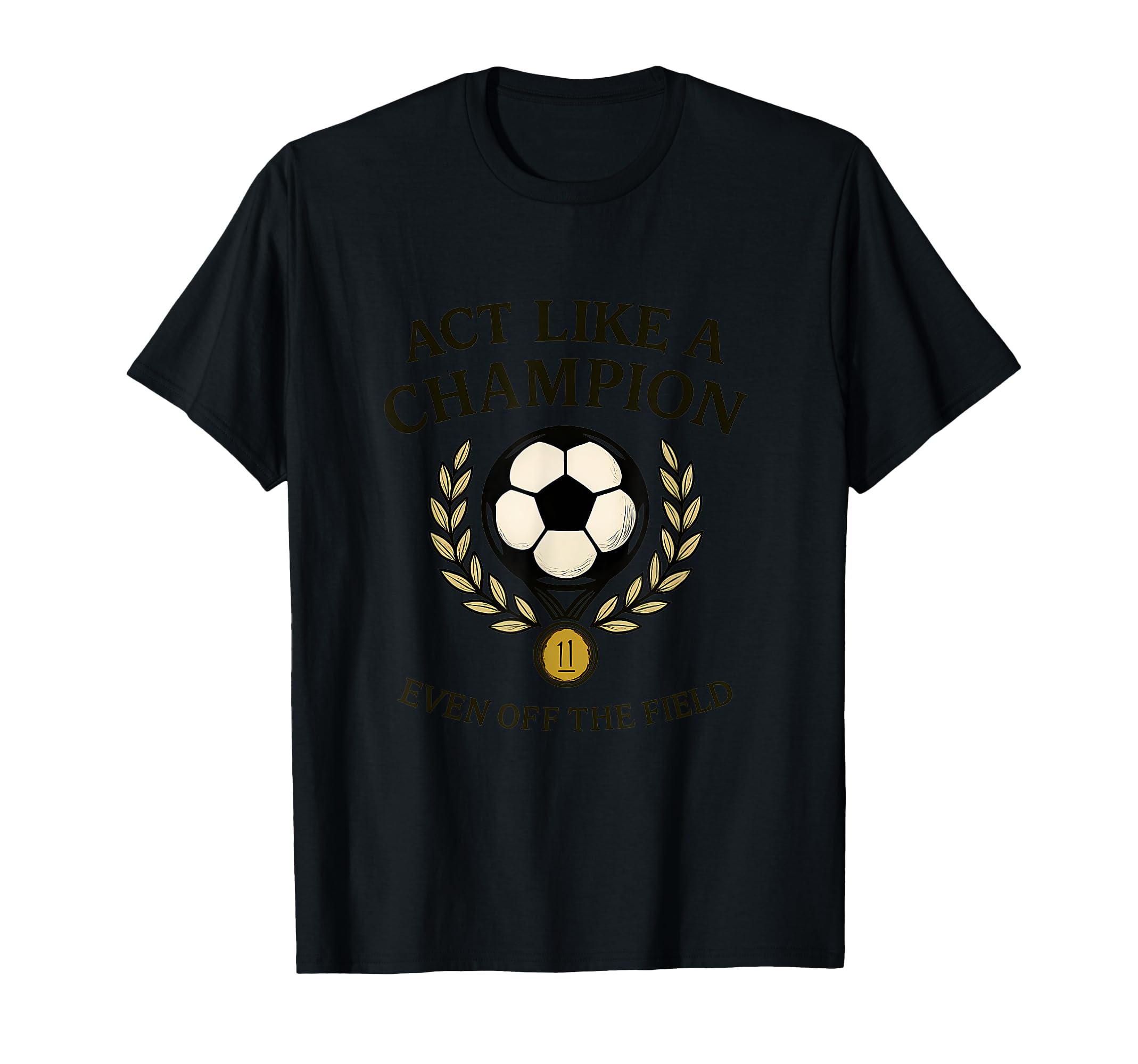 Champion Off Field Soccer Fan Gold T-Shirt - Trendy Graphic Men Women