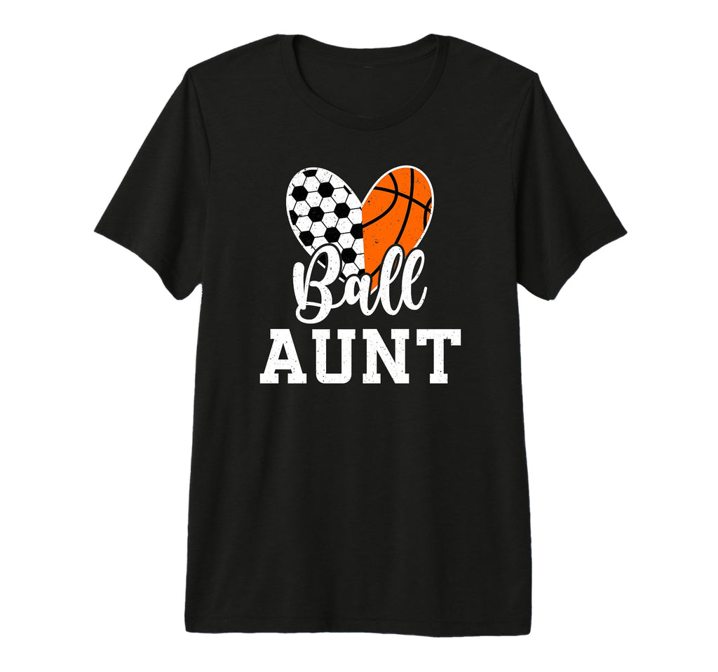 Ball Aunt Heart Soccer Basketball Aunt T-Shirt - Streetwear Style Unisex