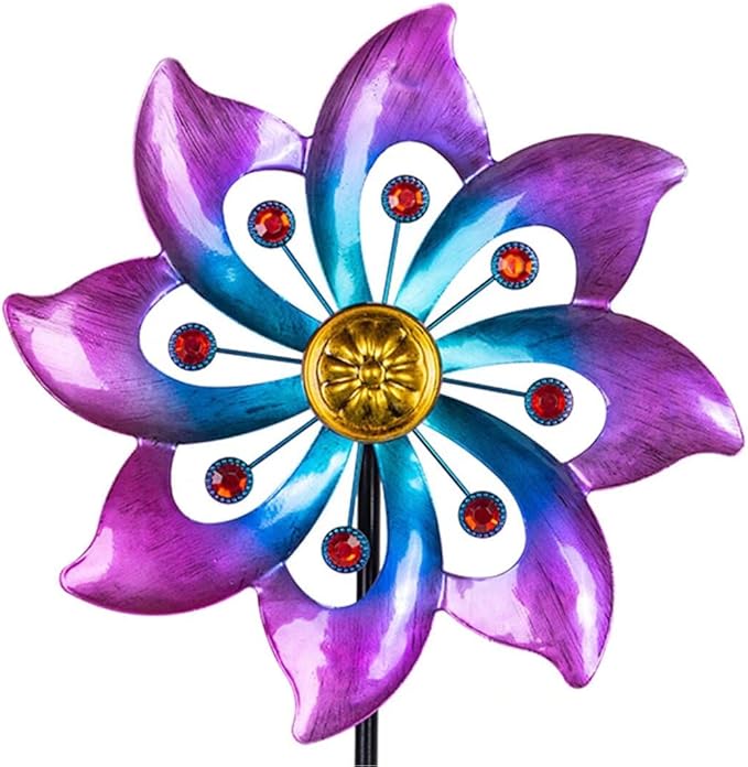 VEWOGARDEN Small Wind Spinners for Yard and Garden, Waterproof Metal Pinwheels Wind Spinners Outdoor Decor (Blue and Pink)