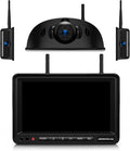 3-Camera Wireless RV Backup Camera System with 7-Inch Monitor, 1 Rear Sharkfin, 2 Side Cameras, DVR Monitor & IR Night Vision, IP69K Waterproof, Compatible with Furrion Pre-Wired RV Trailer