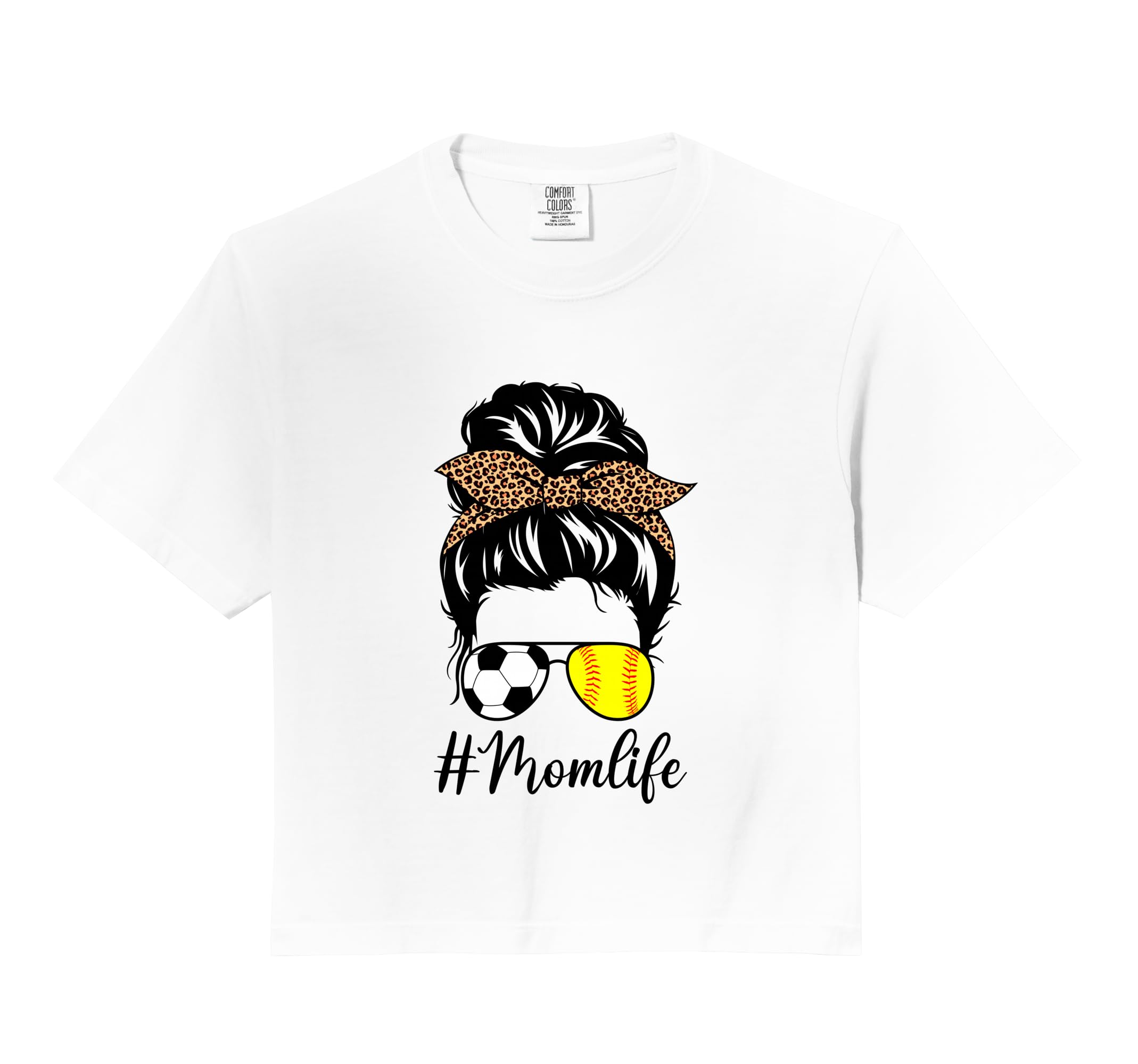 Soccer And Softball Mom Life Messy Bun T-Shirt - Trendy Graphic Unisex