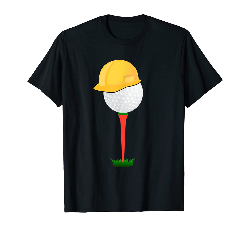 Funny Golfing Yellow Hard Hat Holiday T-Shirt - Minimalist Print Men Women