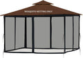 Gazebo Mosquito Netting Replacement 10' x 10' x 7'1'', Universal 4-Panel Screen Sidewall with Zipper, Black (Mosquito Net Only)