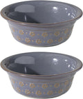 5.5inch Ceramic Set of 2 Dog and Cat Bowls, 2pcs Basic Food and Water Dishes for Puppy, Kitty, Wide Opening Rounded Edge (2 Bowls, Reactived Glaze -Grey)