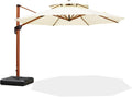 PURPLE LEAF 11ft Patio Umbrella Outdoor Round Umbrellas Large Cantilever Umbrella Windproof Offset Umbrellas Heavy Duty Sun Umbrella for Garden Deck Pool Patio, Cream