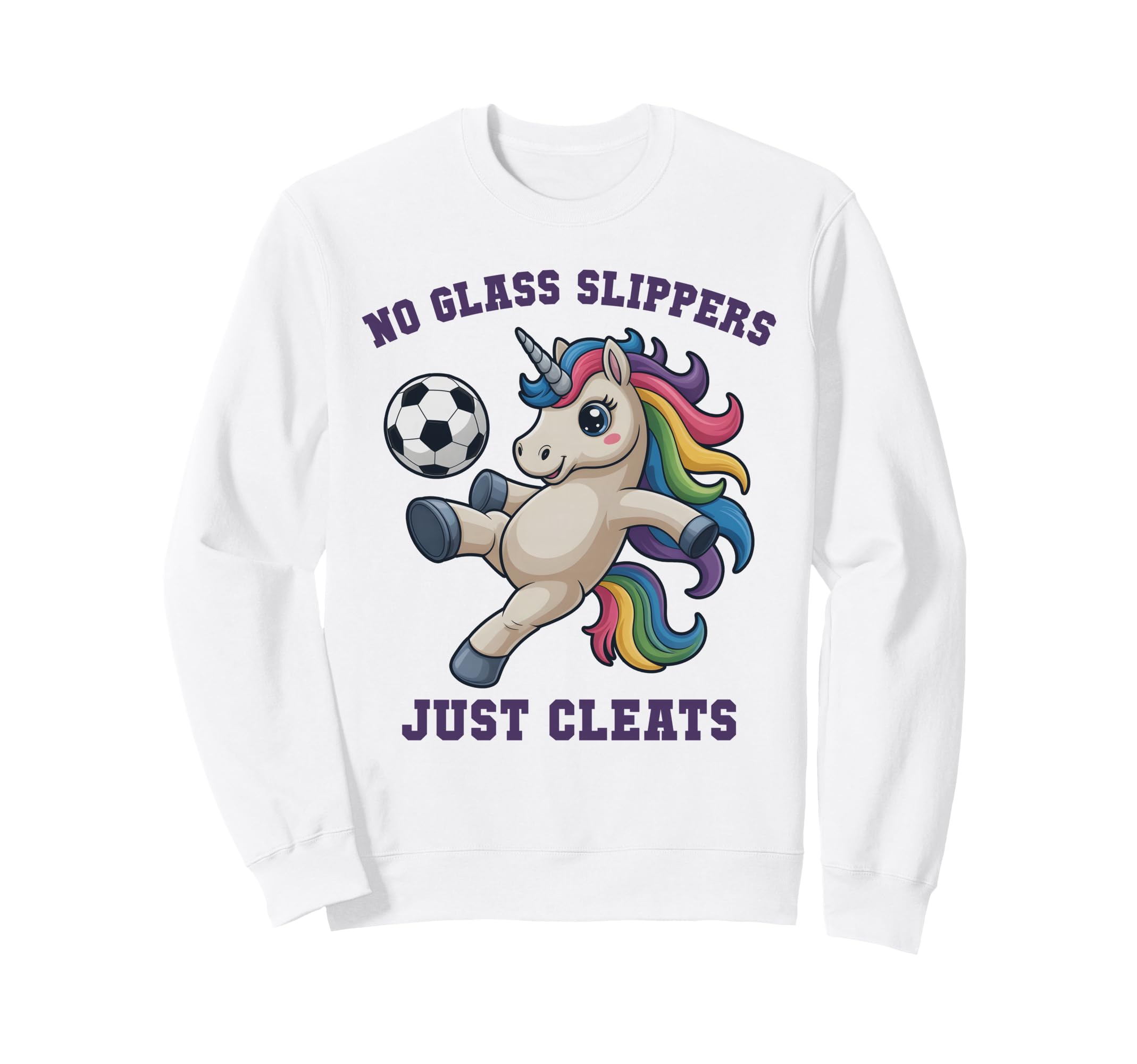Kawaii Soccer Unicorn Just Cleats Sweatshirt - Graphic Print Unisex