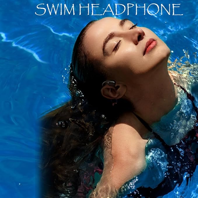 IHAO Swimming Headphones True Bone Conduction Open Ear Headset MP3 Player Built-in 32G Memory IP68 Underwater Waterproof Stereo Bluetooth Earphone for Driving Bicycling Running Skiing-S10 Green