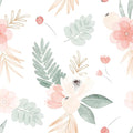 Neutral Green Leaves Pink Poppy Floral Peel and Stick Wallpaper Self Adhesive Removable Easy Peel Off Stick on Wall Paper for Bedroom Cabinet Renter