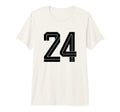 24 White Number 24 Sports Fan T-Shirt - Casual Everyday Wear for Adults