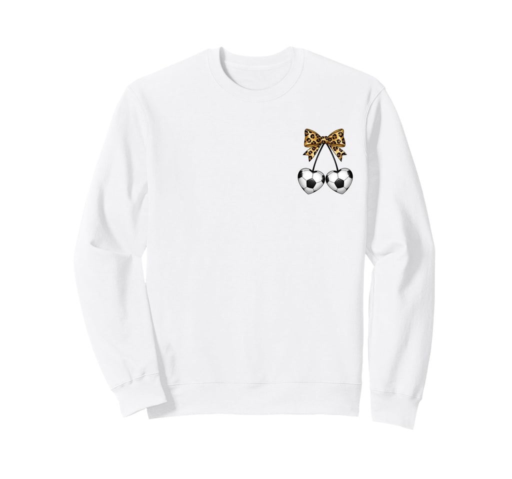 Soccer Cherry Soccer Coquette Leopard Sweatshirt - Unique Graphic Unisex