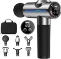 Percussion Massage Gun, Electric Handheld Muscle Back Massager, Deep Tissue Back Massage for Athletes for Pain Relief with 20 Speeds & LED Screen with Carry Case, Gift for Men/Women, Silver