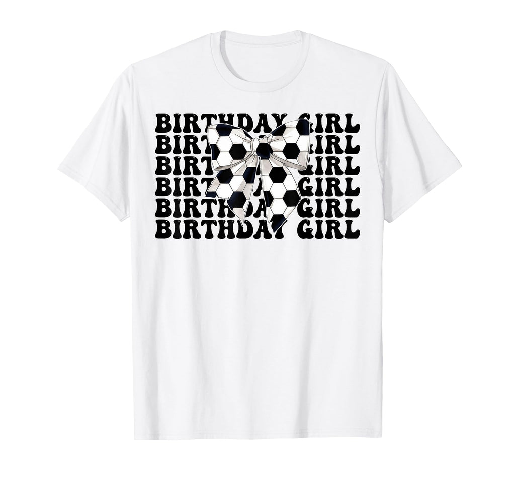 Birthday Soccer Coquette Bow T-Shirt - Casual Everyday Wear Men Women
