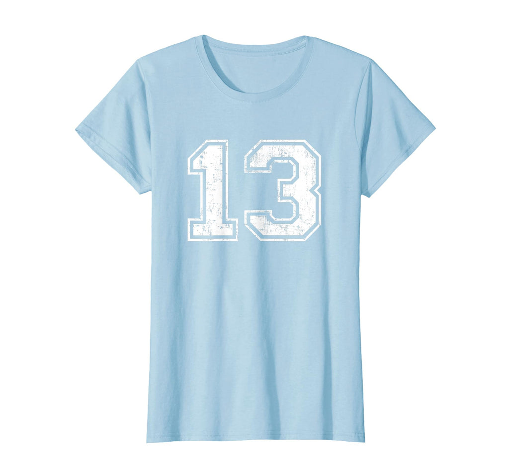 Number 13 Distressed Thirteen Sport T-Shirt - Minimalist Print Men Women