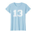 Number 13 Distressed Thirteen Sport T-Shirt - Minimalist Print Men Women