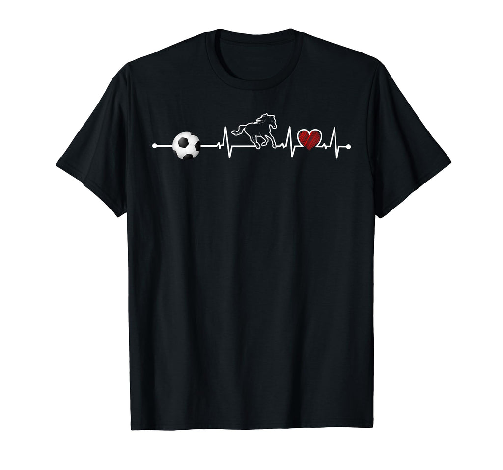 Horse And Soccer Heartbeat Heart Lover T-Shirt - Trendy Graphic Men Women