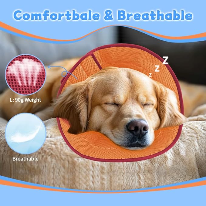 Soft Dog Cone Recovery Collars & Cones After Surgery for Medium Large Dogs, Comfy Ecollars to Stop Licking, Adjustable, Dog Ecollars for Recovery Plastic: Superior Support Fabric: Soft Comfort, XL