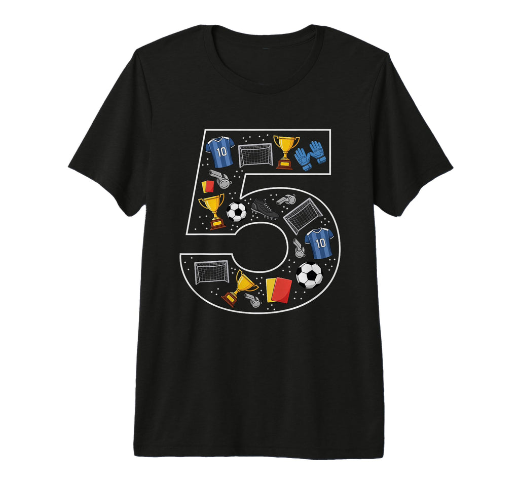 5Th Birthday 5 Year Old Football Soccer T-Shirt - Streetwear Style Unisex