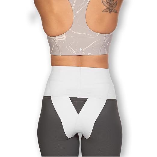 Patented Women’s Pelvic Floor Orthotic Support Belt ― Uterus Pain Relief Girdle for Dropped Bladder, Vulvar Varicosities, Postpartum Recovery, SPD | Low Waist - White (S)