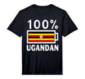 Uganda Flag 100 Ugandan Battery Power T-Shirt - Novelty Apparel Men Women