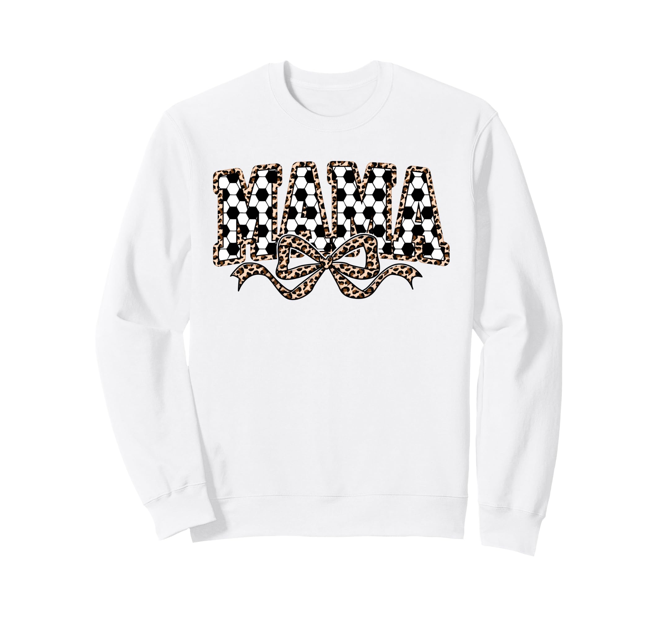 Leopard Soccer Mama Coquette Bow Sweatshirt - Unique Graphic for Adults
