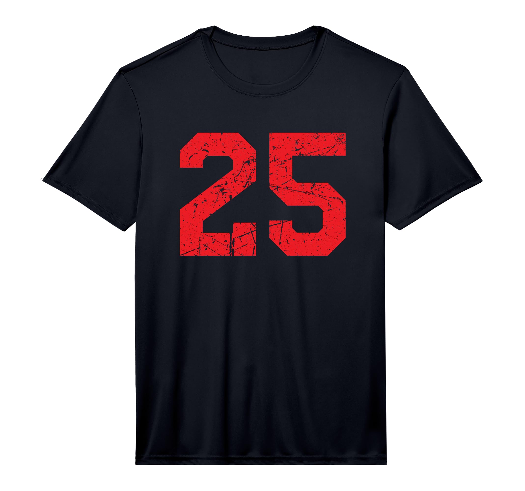 Number 25 Red Distressed Number T-Shirt - Fun Novelty Design Unisex