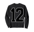 Black Sports Team Number 12 Fan Sweatshirt - Aesthetic Graphic for Adults