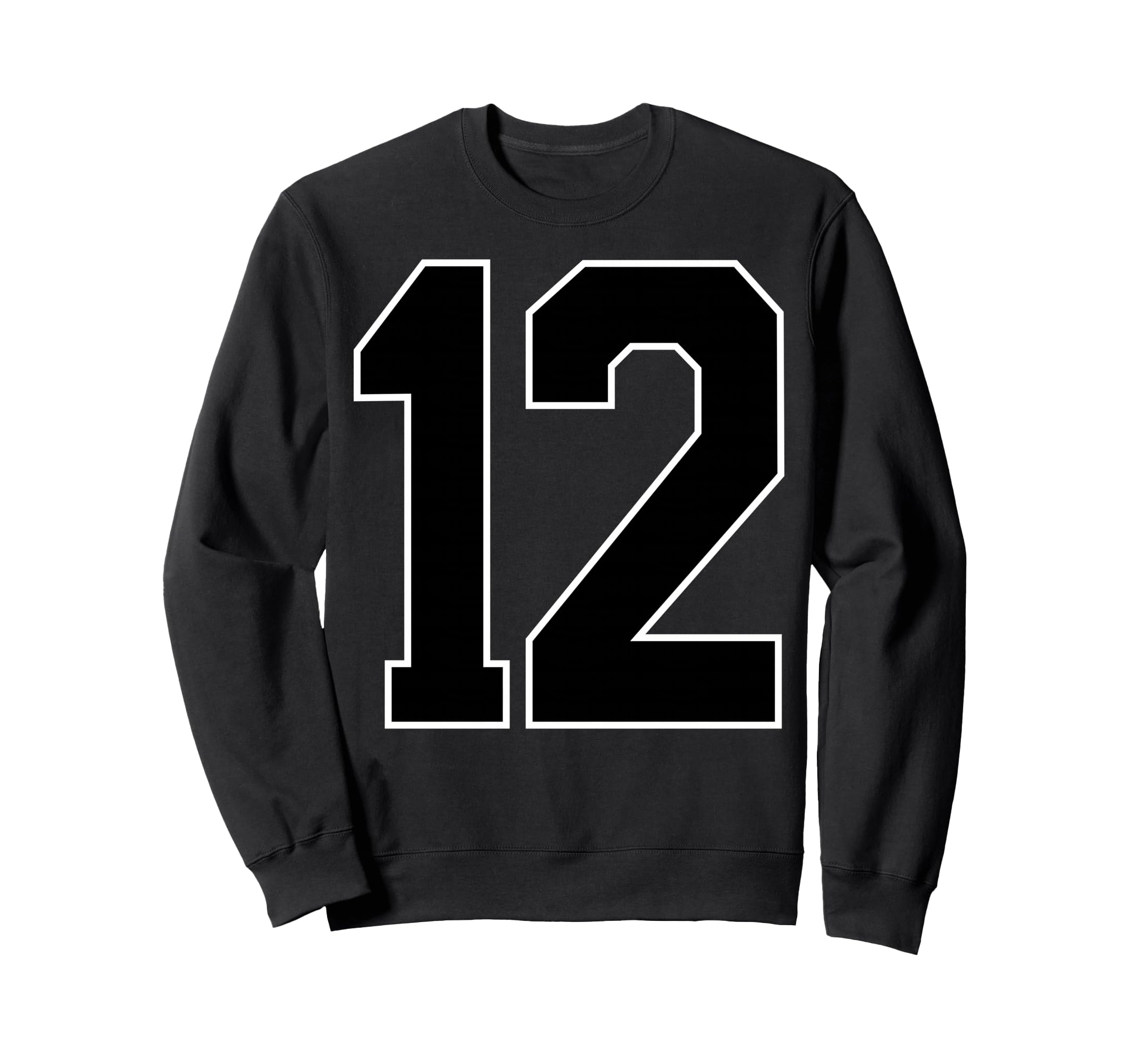 Black Sports Team Number 12 Fan Sweatshirt - Aesthetic Graphic for Adults