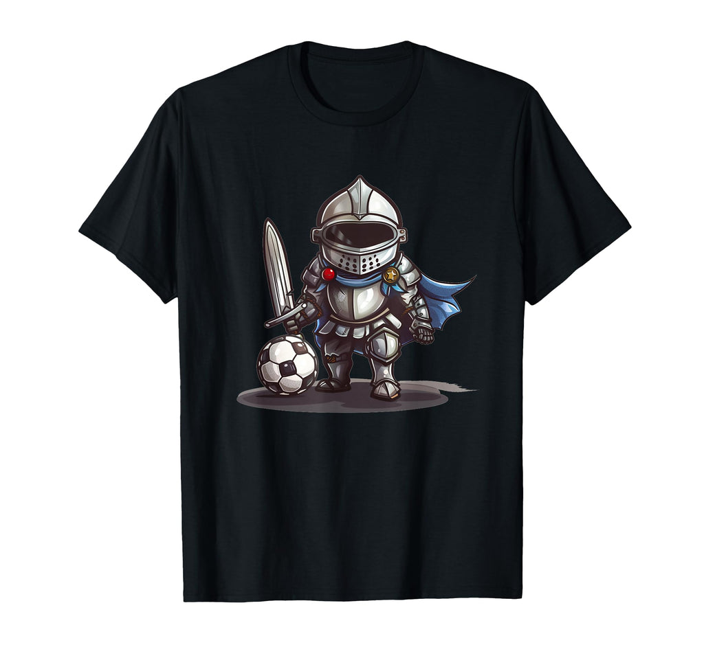 Funny Knight Suit Armor Soccer Ball T-Shirt - Novelty Apparel Men Women