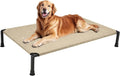Veehoo Heavy Duty Elevated Dog Bed - Raised Bed with Washable & Breathable Teslin Mesh, Non-Slip Silicon Feet, Cooling Dog Cot, Indoor/Outdoor Use, 41" x 27", Beige Coffee
