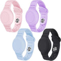 Kids Waterproof Bracelet Compatible with Apple AirTag, Hidden Silicon Protective Case for Air Tag GPS Tracker Holder, Adjustable Anti-Lost Watch Band for Toddler Child (4 Pack)