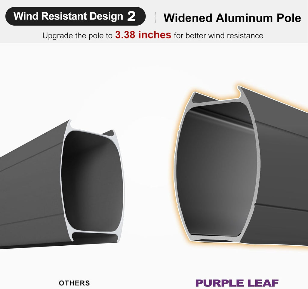 PURPLE LEAF 9' X 12' Patio Umbrella with Base Outdoor Rectangle Umbrella Large Cantilever Umbrella Heavy Duty Outdoor Market Umbrella for Garden Deck Backyard Pool Taupe