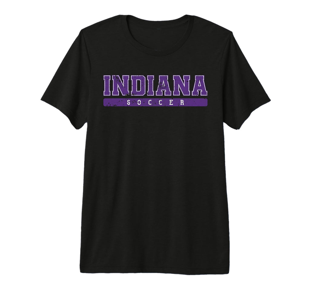 Indiana Soccer Purple Text Tri Blend T-Shirt - Unique Graphic Men Women