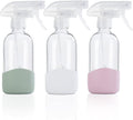 HOMBYS 8 Oz Empty Clear Glass Spray Bottles with Silicone Sleeve Protection Refillable Containers for Cleaning Solutions, Essential Oils, Misting Plants - Quality Sprayer - 3 Pack Boston Bottles