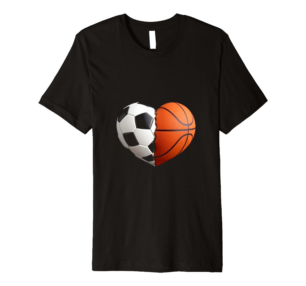Split Heart Soccer Basketball T-Shirt - Fun Novelty Design for Adults