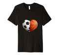 Split Heart Soccer Basketball T-Shirt - Fun Novelty Design for Adults