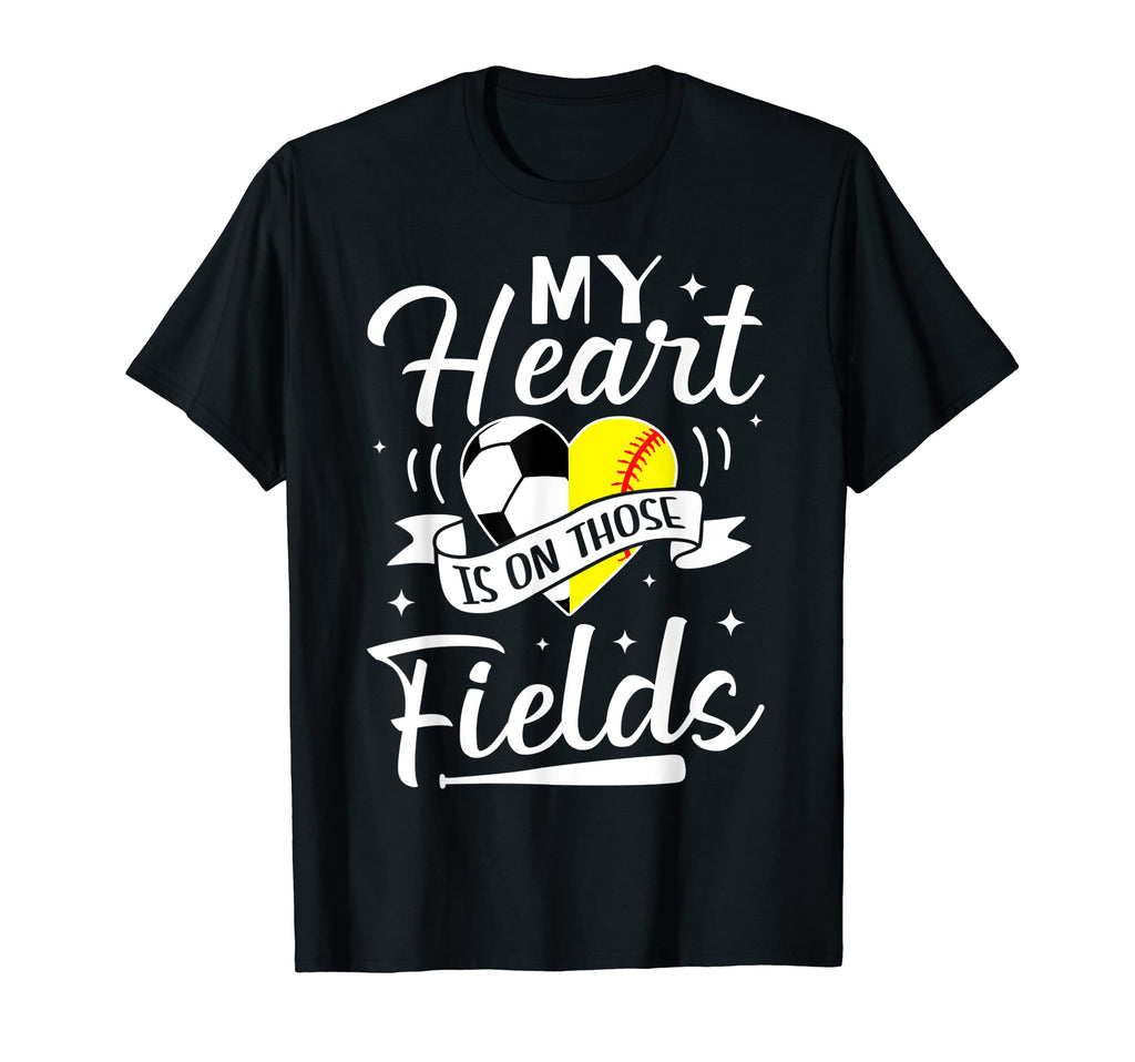 My Heart Is Those Fields Funny Soccer T-Shirt - Unique Graphic Men Women