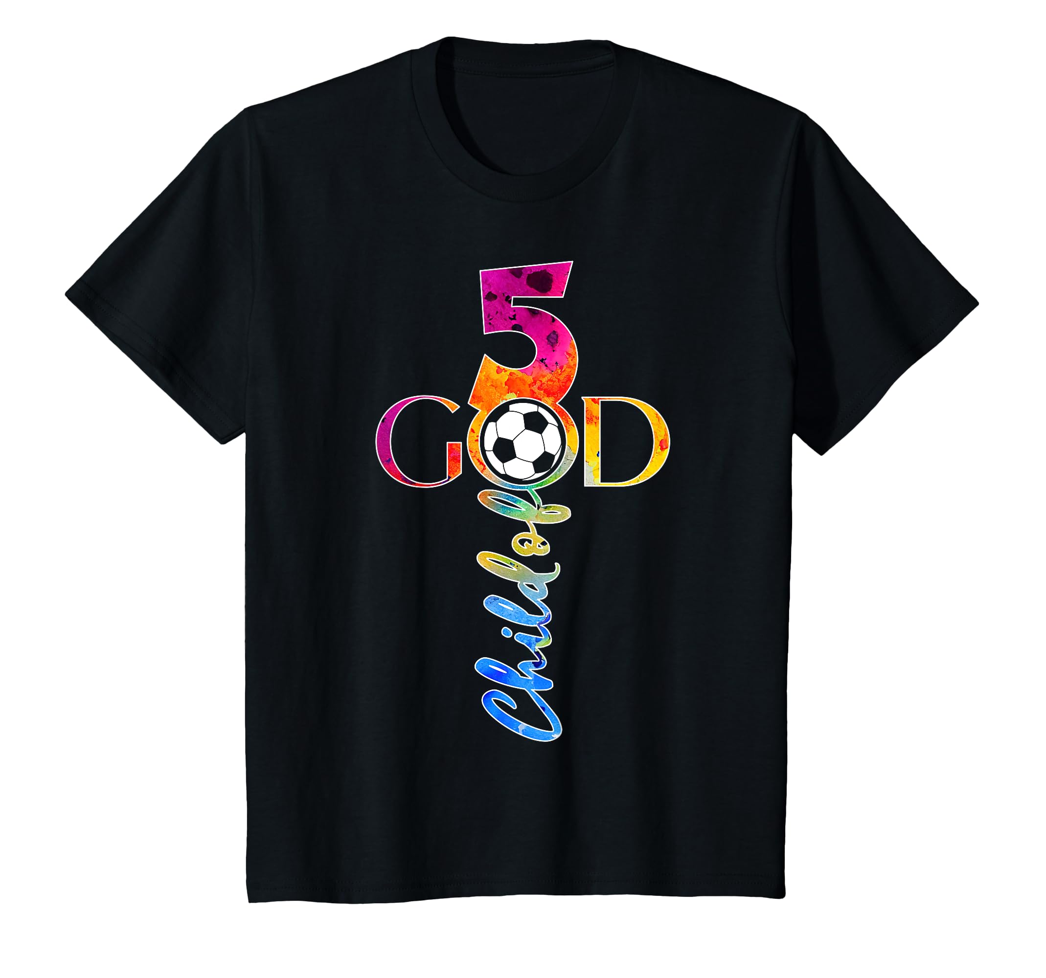 Jesus 5 Years Child God Soccer 5Th T-Shirt - Novelty Apparel for Adults