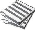 AAAAAcessories Outdoor Seat Cushions for Chairs, Waterproof, Fade-Resistant Patio Furniture Replacement Cushions, 20" x 18" x 3", Set of 2, Gray Cabana Stripe