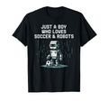 Just Who Loves Soccer Robots Ball T-Shirt - Novelty Apparel for Adults