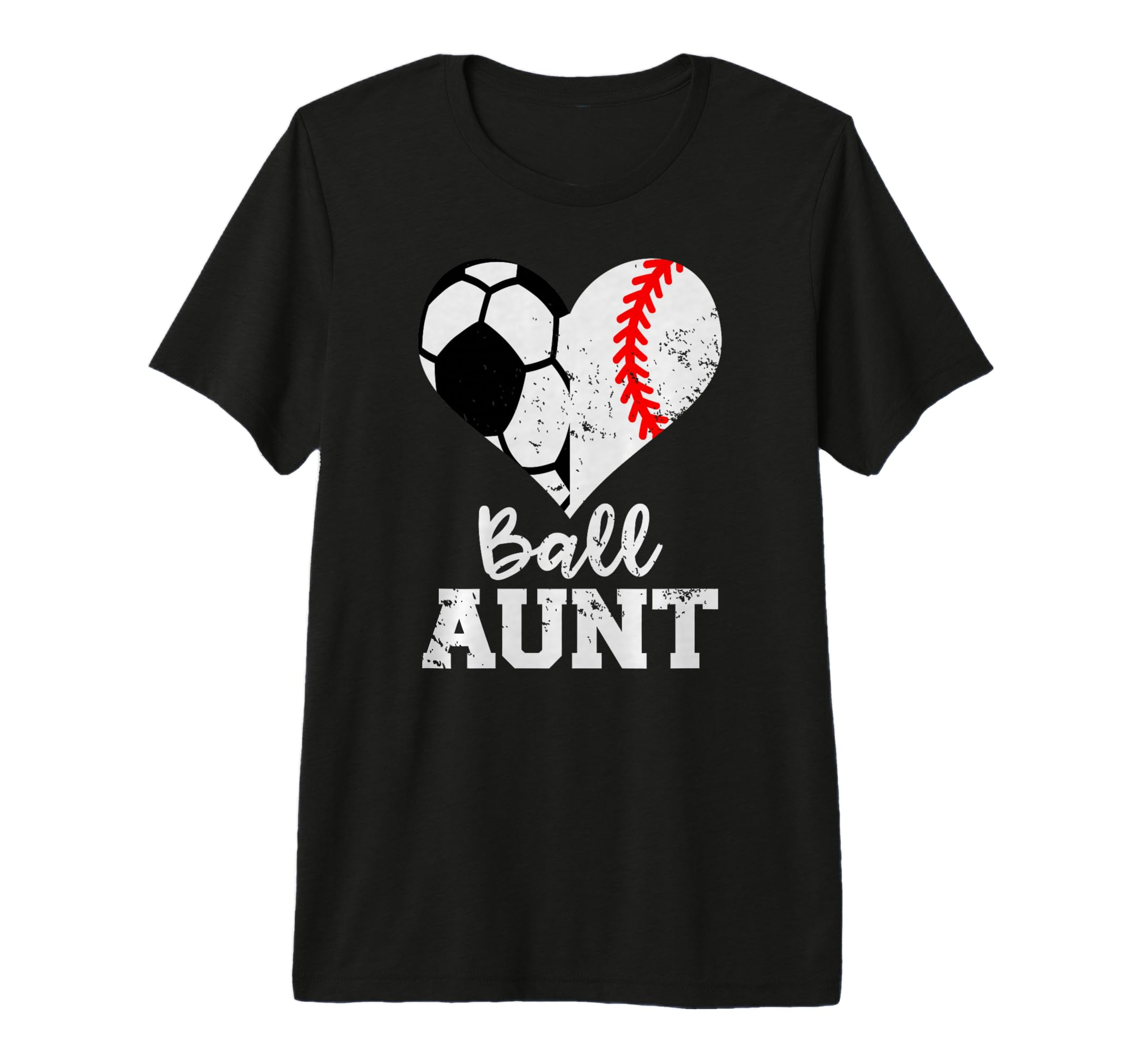 Ball Aunt Heart Funny Soccer Baseball T-Shirt - Novelty Apparel Men Women