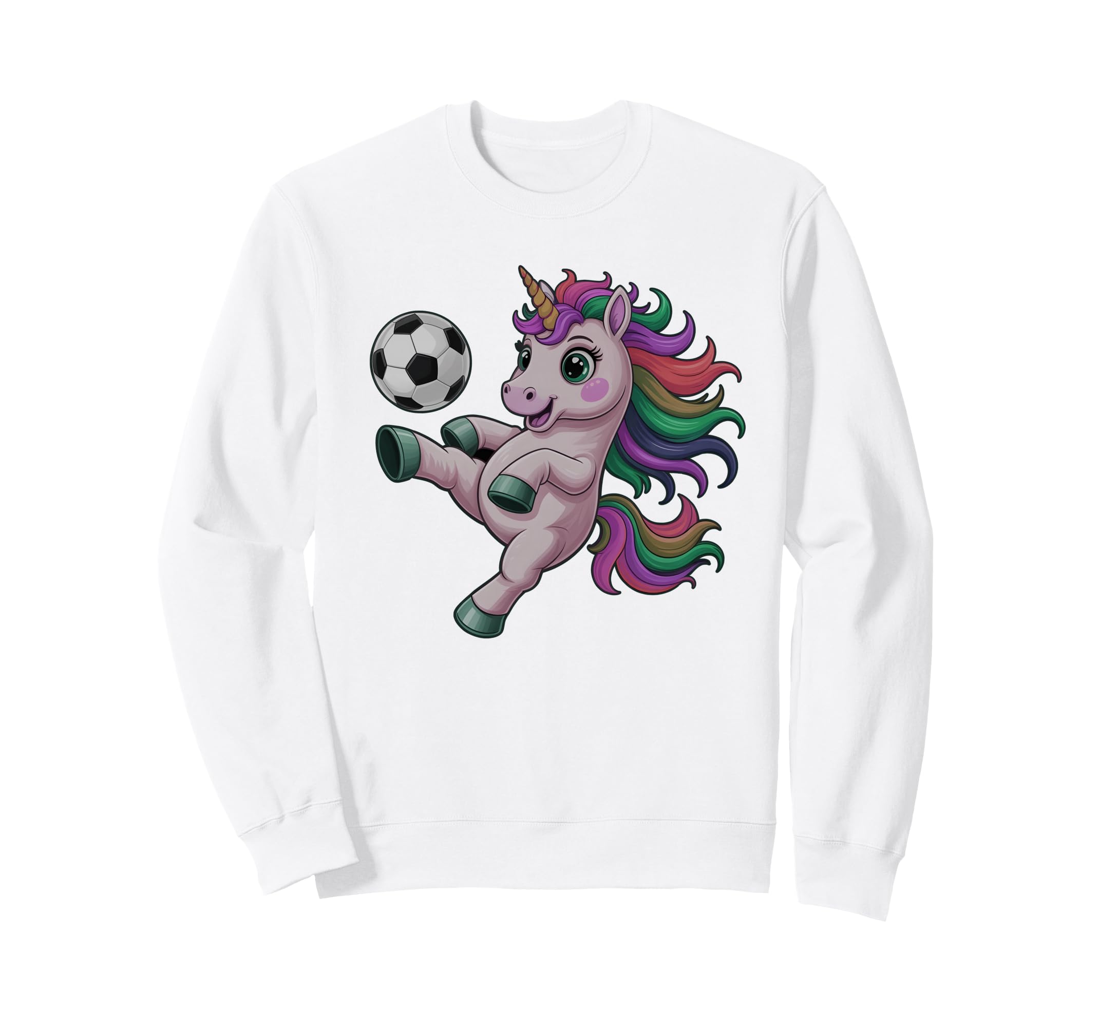Funny Soccer Unicorn Just Who Loves Sweatshirt - Graphic Print Men Women