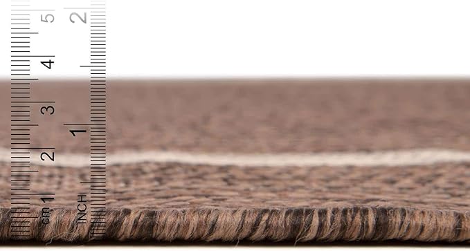 Unique Loom Outdoor Border Collection Area Rug - Soft Border (6' 1" Square Brown/Ivory)