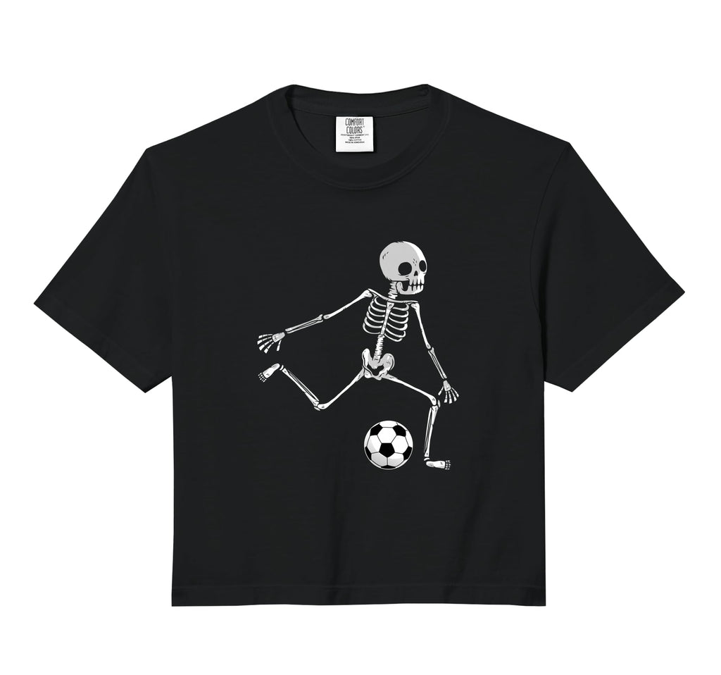 Skeleton Soccer Funny Halloween T-Shirt - Minimalist Print for Adults