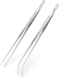 2 Pcs Heavy Duty Reptile Feeding Tongs, Aquarium Tweezers 18 Inch, Straight and Curved Extra Long Tweezers, Reptile Tongs, Aquarium Tongs, Aquarium Tweezers Extra Long