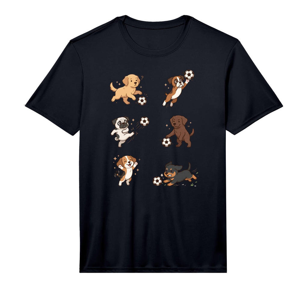 Silly Dogs Playing Soccer Player Goalie T-Shirt - Trendy Graphic Men Women