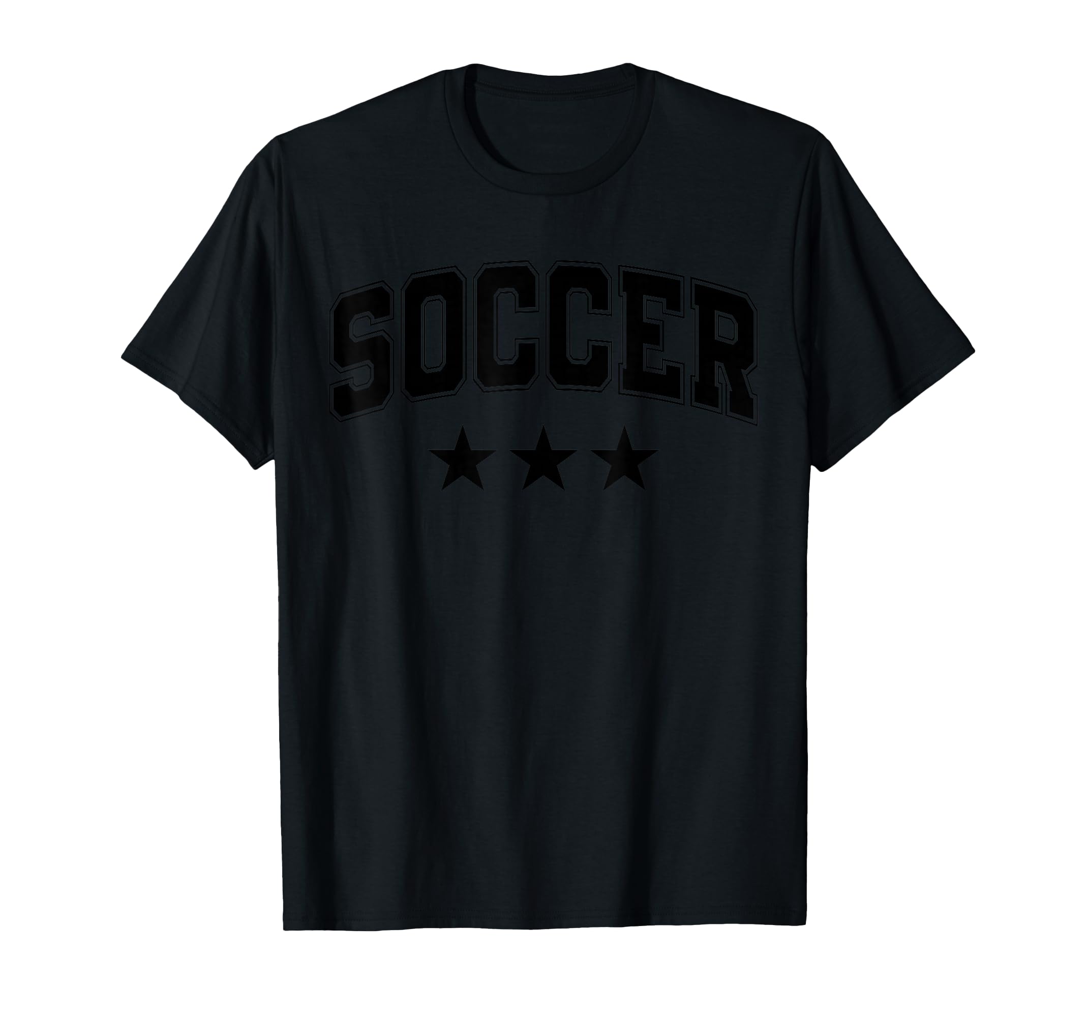 Soccer All Black Stars Text T-Shirt - Trendy Graphic for Adults