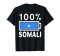 Somalia Flag 100 Somali Battery Power T-Shirt - Novelty Apparel Unisex